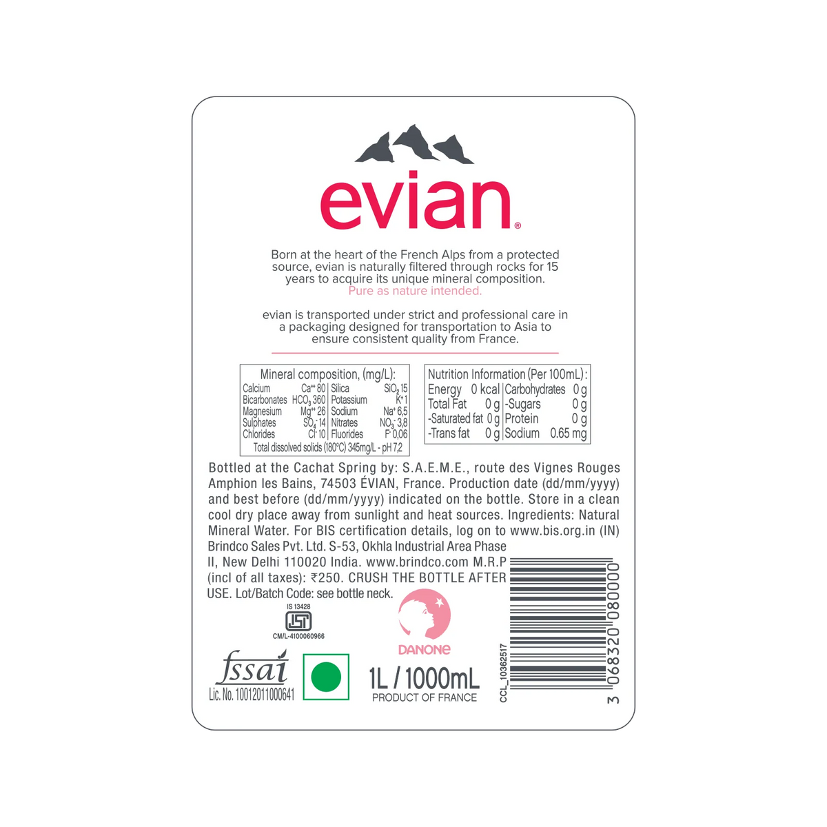 evian® 500ml Natural Mineral Water