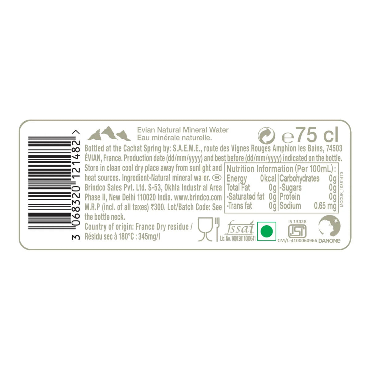 evian® 750ml Natural Spring Water